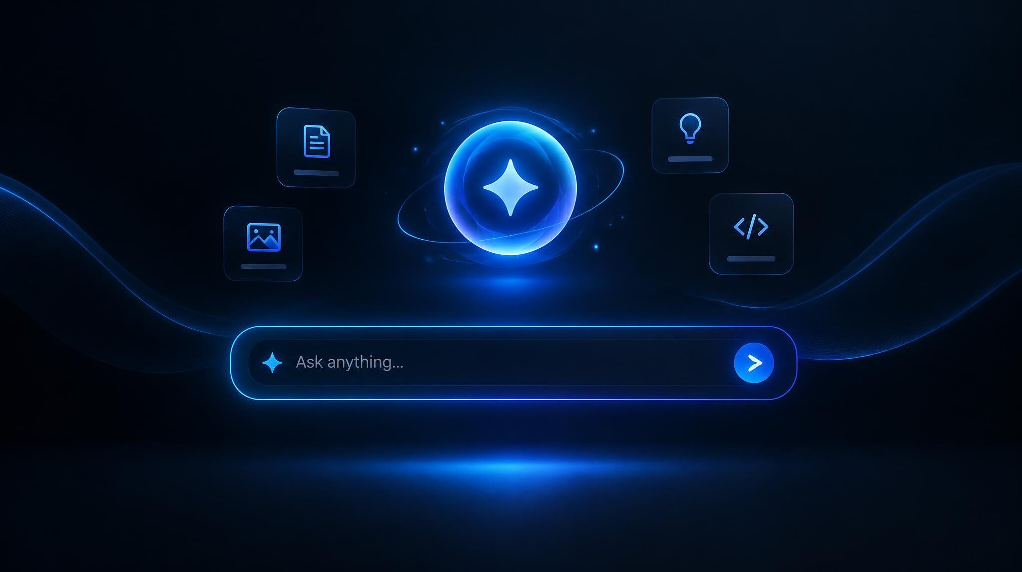 AI assistant tool concept with glowing interface elements